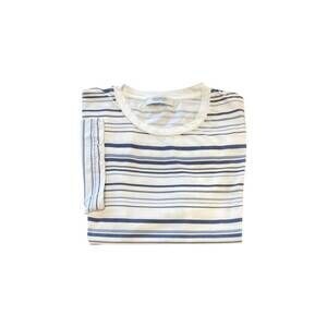 NEW CROSSLEY men's short sleeve stripe crewneck tee in blue/ white